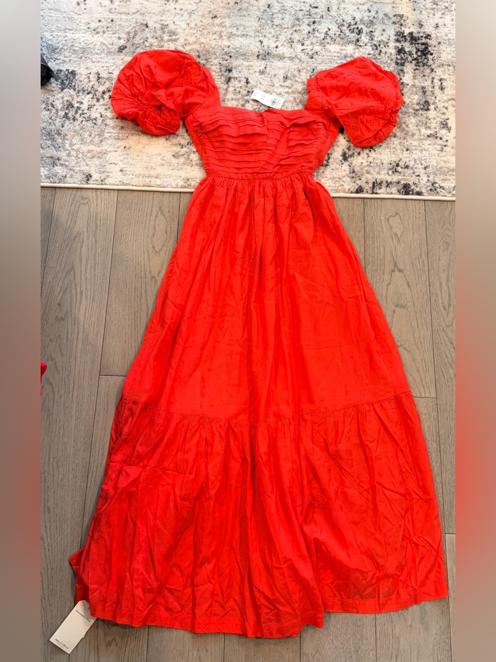 Abercrombie & Fitch Red Puff Sleeve Maxi Dress